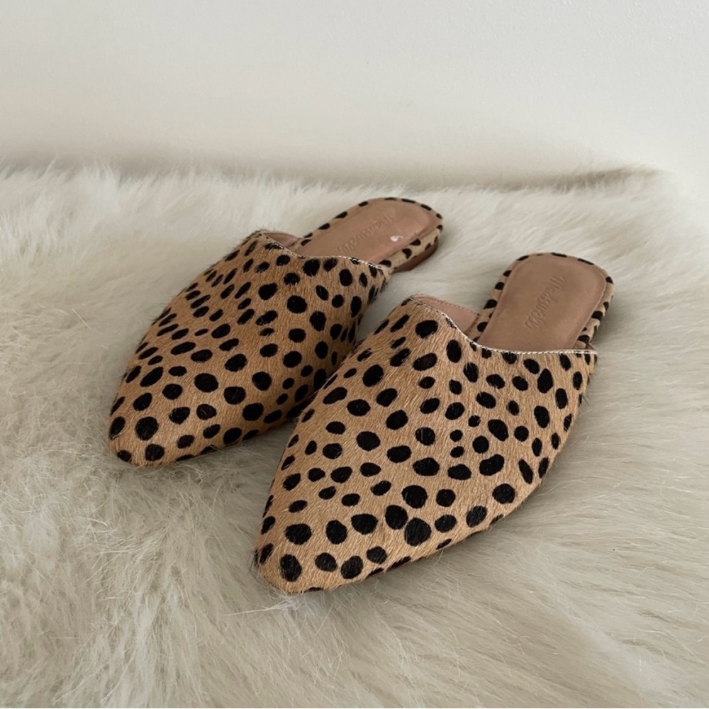 Madewell | The Remi Mule Leopard Calf Hair Slides Slip-On Flats Pony Hair size 6